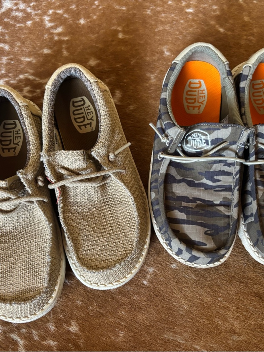 Hey Dude Kids Slip-On Shoes in Tan and Camo